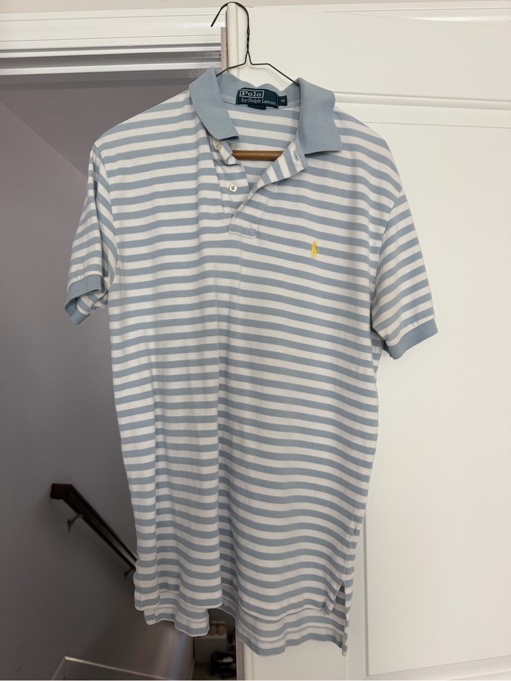 Polo by Ralph Lauren Pale Blue & White Striped Polo Shirt